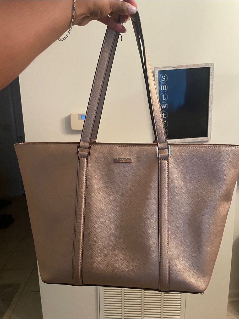 kate spade Metallic Rose Tote in Shimmering Rose Gold